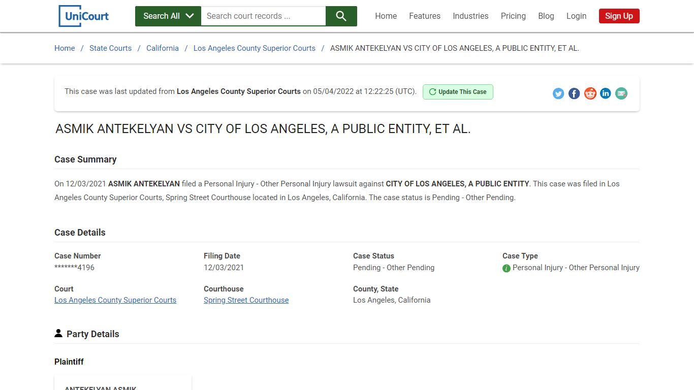 ASMIK ANTEKELYAN VS CITY OF LOS ANGELES, A PUBLIC ENTITY ...